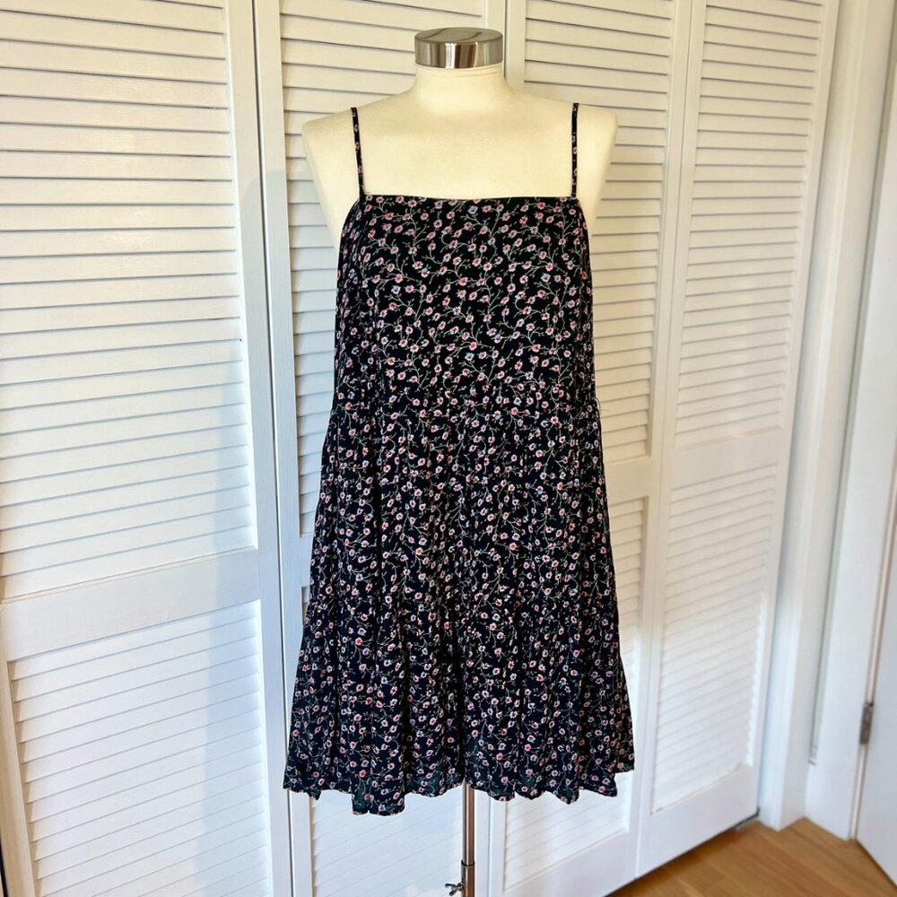 Black floral tiered sundress